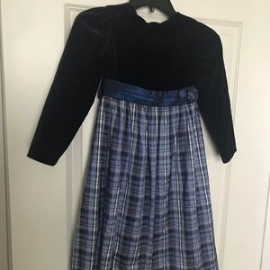 Girls Navy Blue Velvet Dress